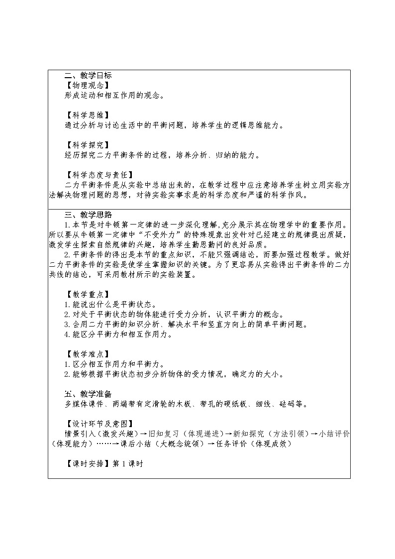 7.3 二力平衡 教学设计 -2024--2025学年沪科版（2024）八年级物理全一册第2页