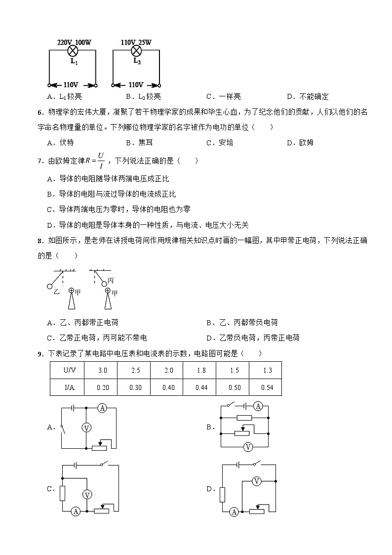 湖南省郴州市2024年九年级（上）物理期末模拟试卷附参考答案第2页