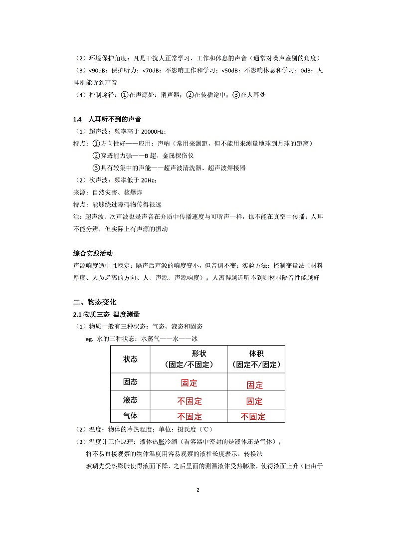 苏科版初中物理八上知识梳理第2页