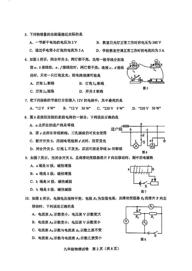 天津市河东区2024-2025学年九年级上学期期末物理试题（原卷版）第2页