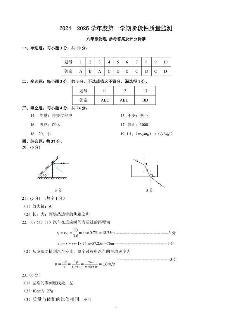 天津市南开区2024-2025学年八年级上学期期末考试 物理试题（解析版）第1页