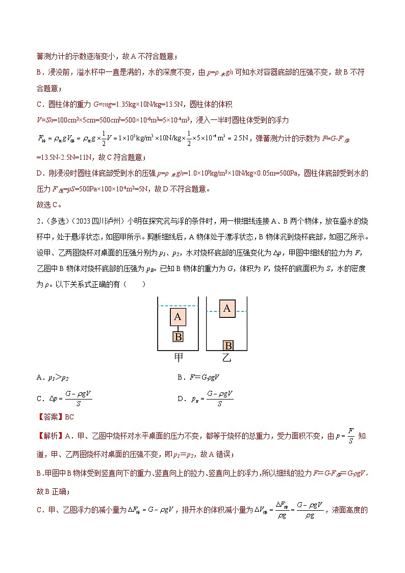 专项二 压强、浮力综合（第01期）-【真题汇编】最新中考物理真题分项汇编（全国通用）（解析版）第2页