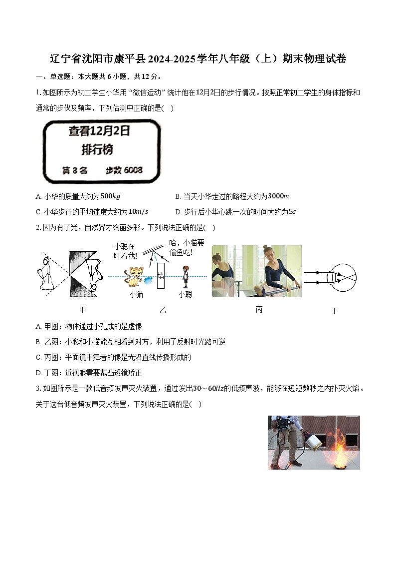 辽宁省沈阳市康平县2024-2025学年八年级（上）期末物理试卷第1页