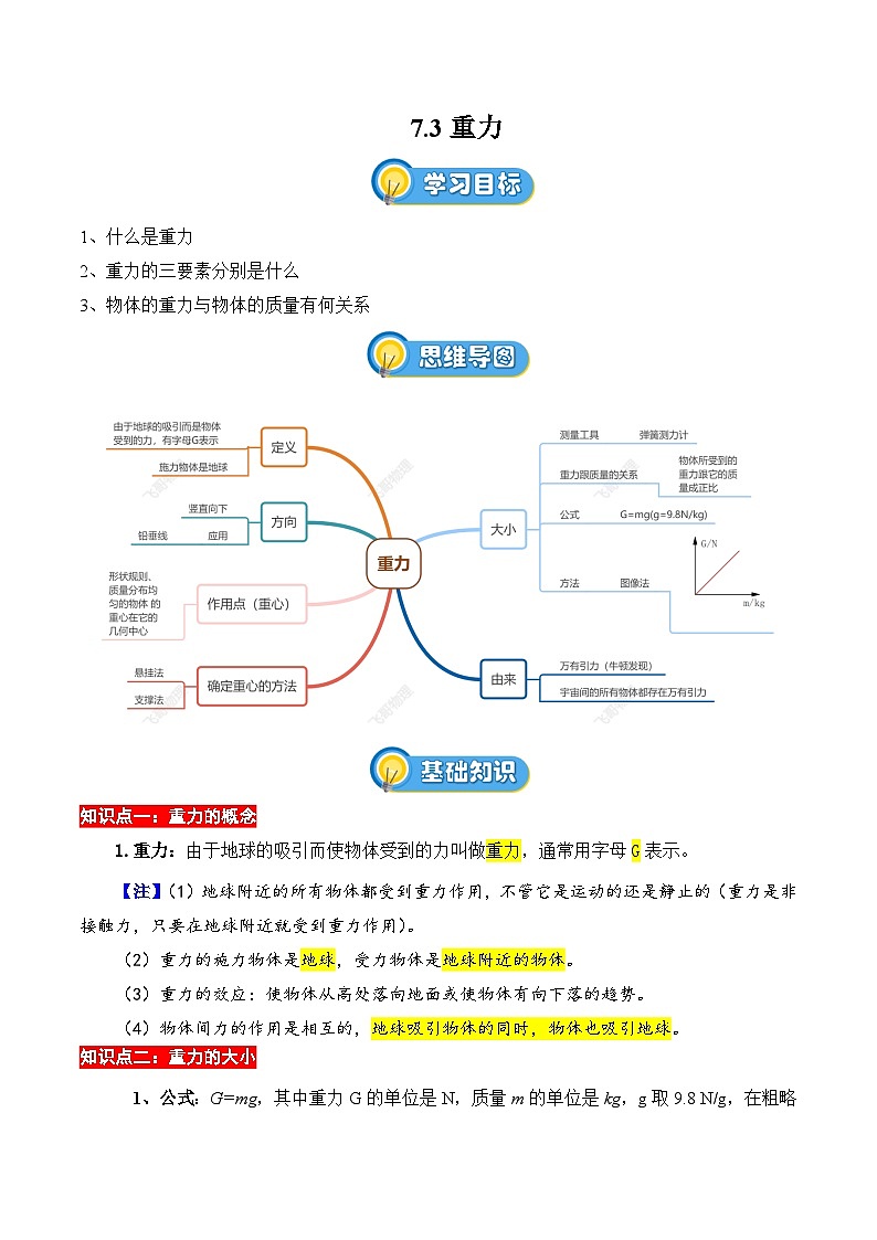 7.3重力（原卷版）第1页