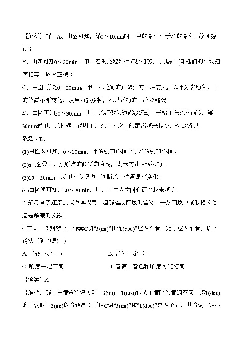 湖南省永州市祁阳第三教育集团2024-2025学年八年级（上）期末 物理试卷 （含解析）第3页