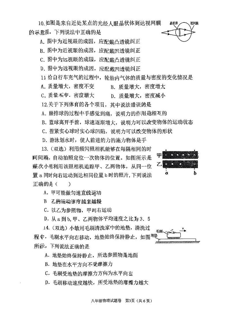 河南省南阳市2024-2025学年第一学期期末综合测试卷  八年级物理第3页