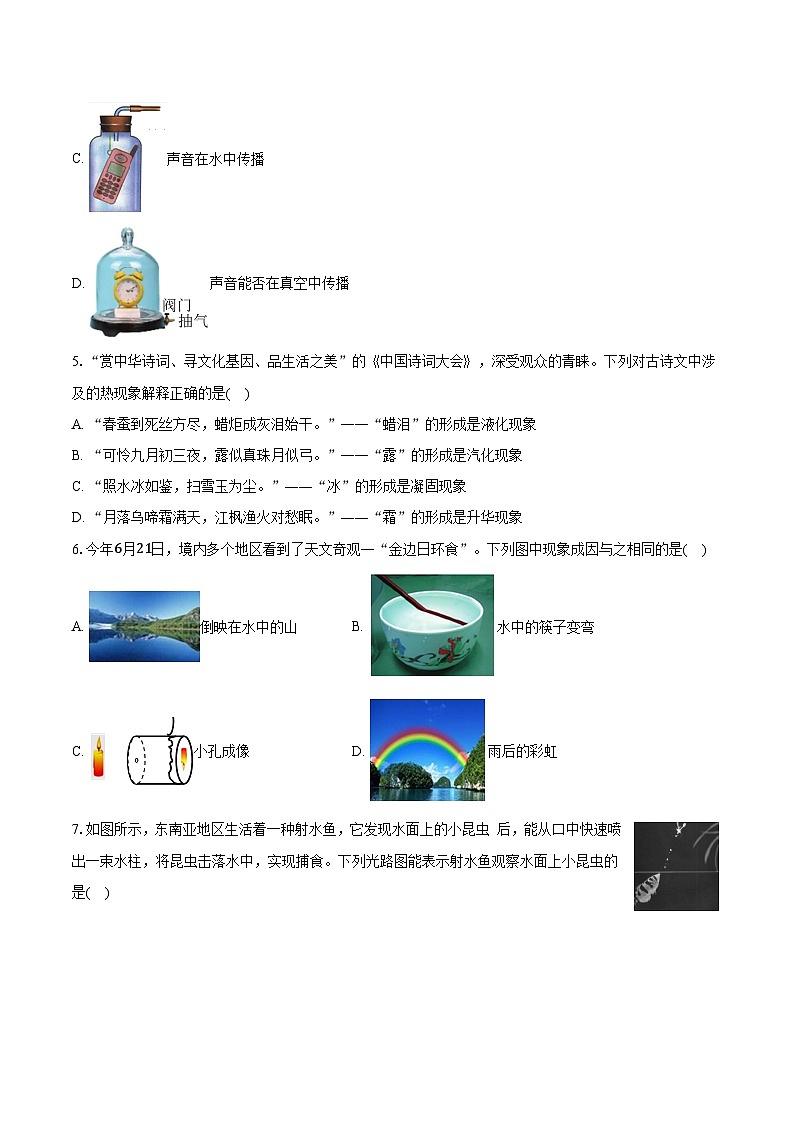 湖南师大附中教育集团联考2024-2025学年八年级（上）期末物理试卷第2页