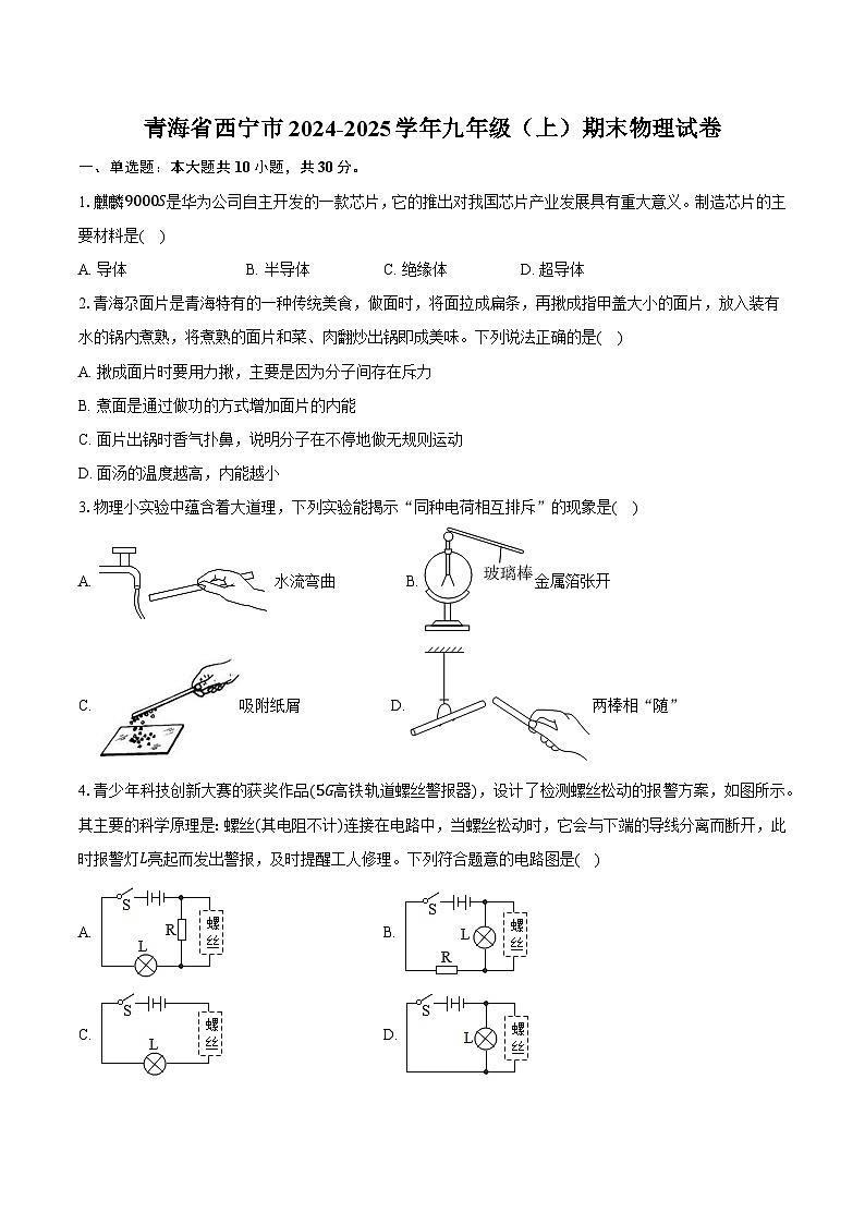 青海省西宁市2024-2025学年九年级（上）期末物理试卷第1页