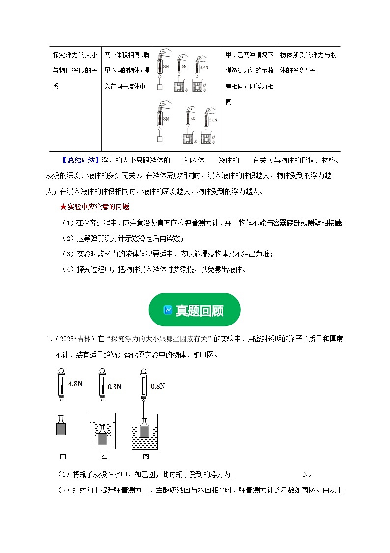 实验10 探究浮力大小与哪些因素有关（原卷版）第3页