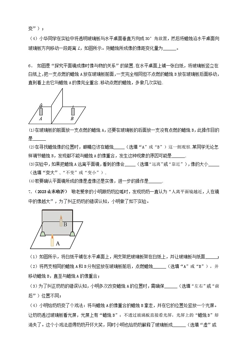 专题13 探究平面镜成像特点实验问题（原卷版） 第3页