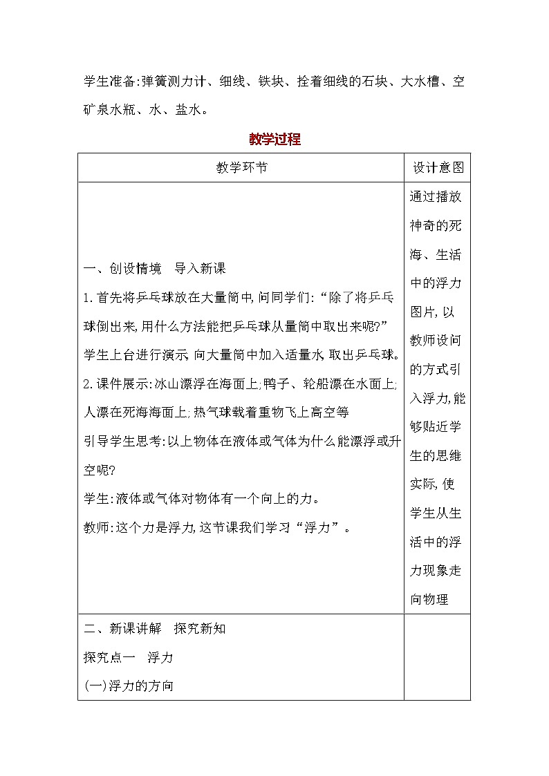 人教版（2024）八年级下册物理第十章《浮力》教案（共4课时）第2页