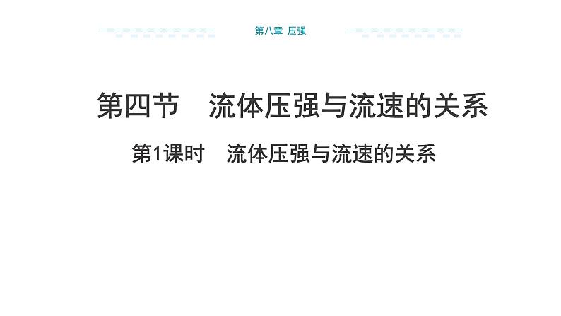 8.4 流体压强与流速的关系 第1课时 课件 2024-2025学年沪科版物理八年级全一册第1页