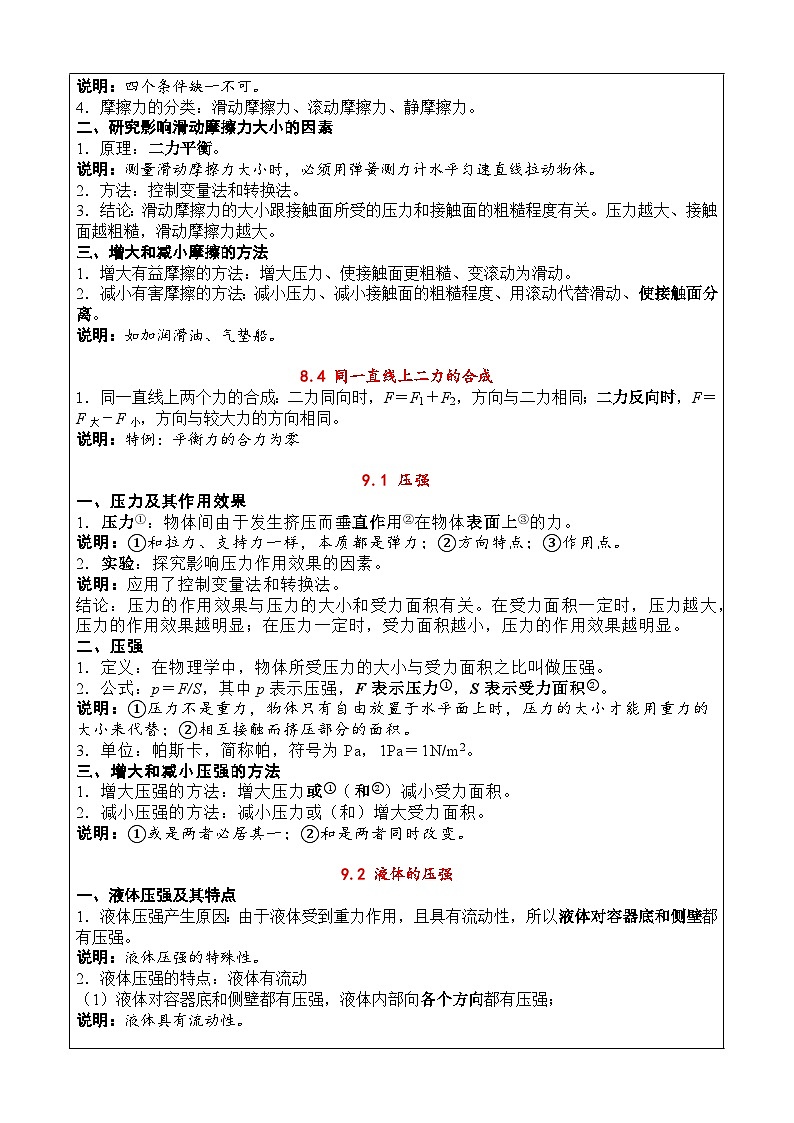 2024-2025学年人教版物理八年级下册知识梳理第3页