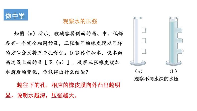 8.2 探究：液体压强与哪些因素有关 第1课时 课件 2024-2025学年沪科版物理八年级全一册第7页