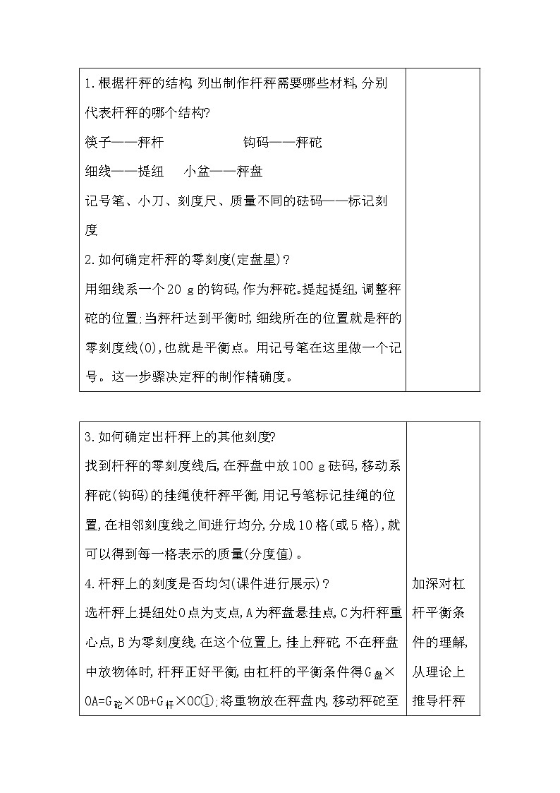 人教版（2024新版）八年级下册物理第十二章第二节《跨学科实践：制作简易杆秤》教案第3页