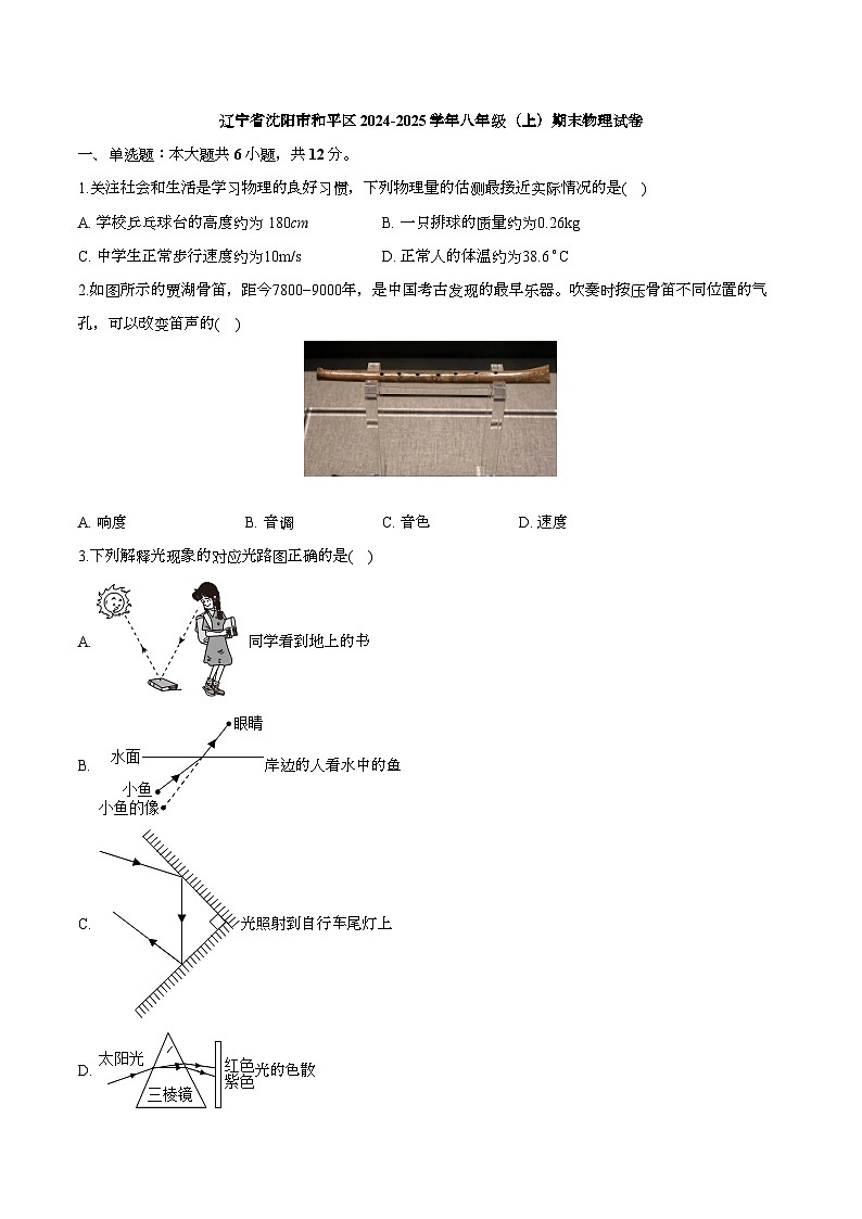 辽宁省沈阳市和平区2024-2025学年八年级（上）期末物理试卷（含解析）第1页