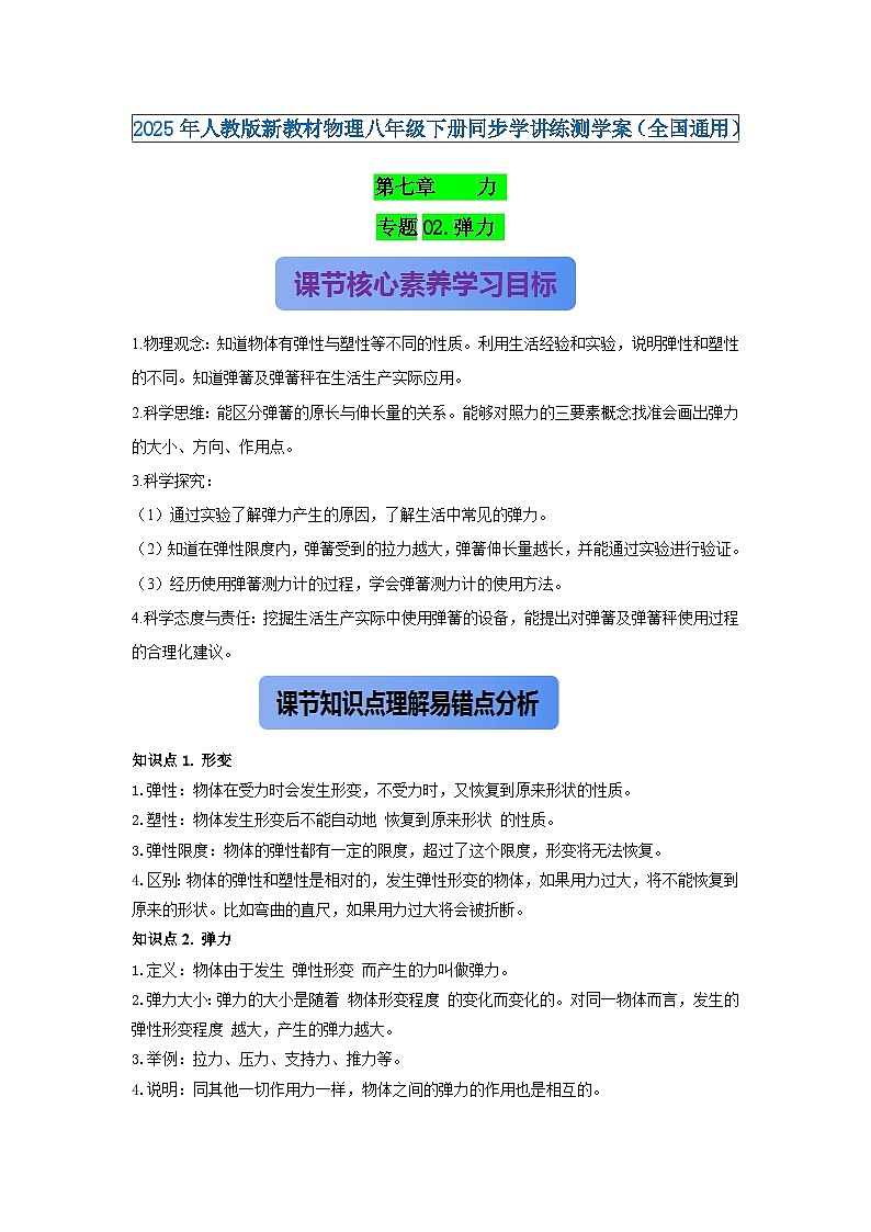 专题02.弹力（原卷版） 第1页