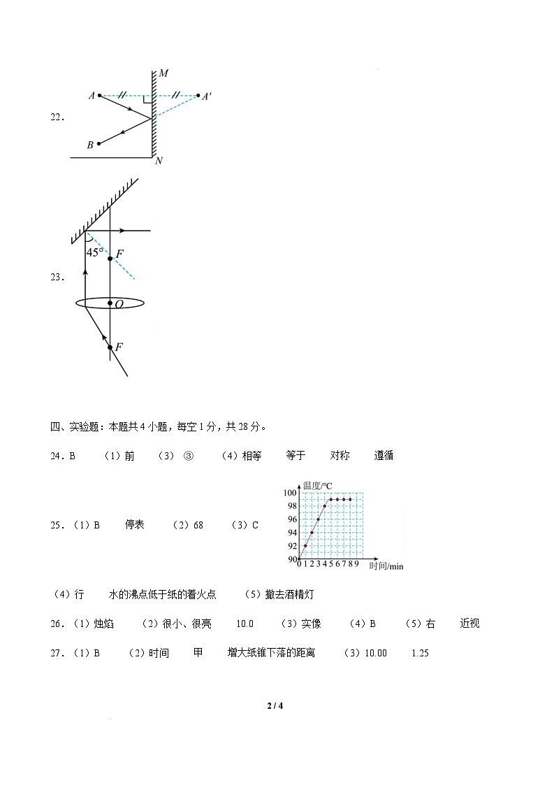 物理（南京卷）（参考答案）第2页