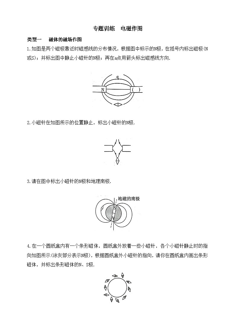 鲁科版（五四制）初中物理九年级下册专题训练  电磁作图（有答案）12第1页
