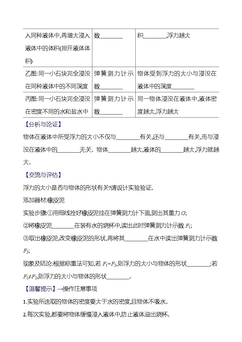 第九章　第二节　探究：浮力大小与哪些因素有关 - 学生版第2页