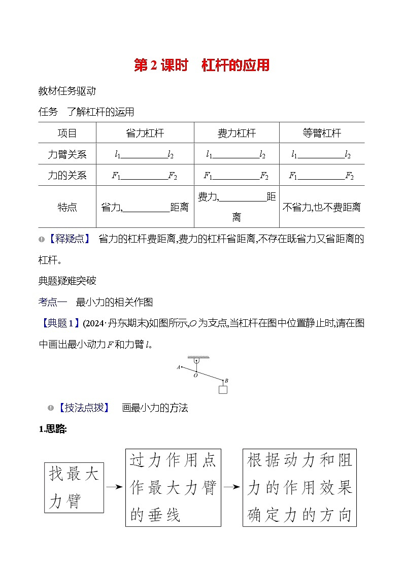 第十一章　第一节　第2课时　杠杆的应用 - 学生版第1页