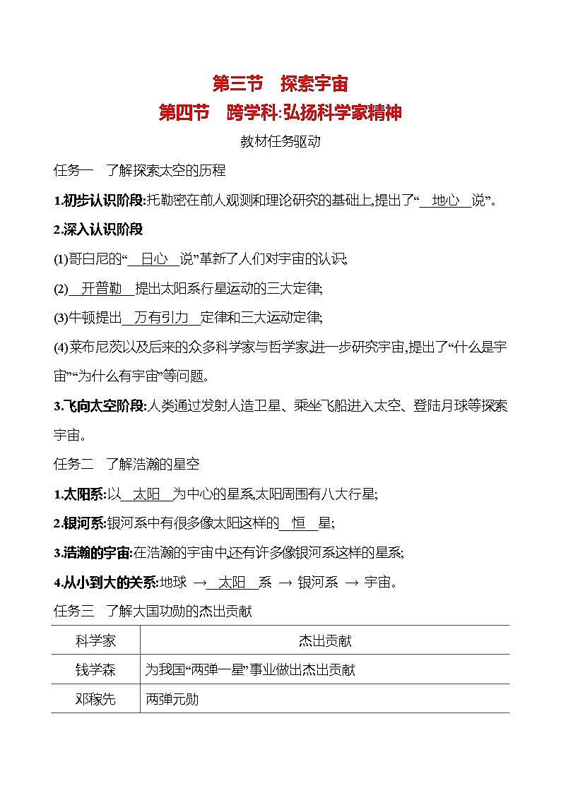第十二章　第三节　探索宇宙 第四节　跨学科：弘扬科学家精神第1页