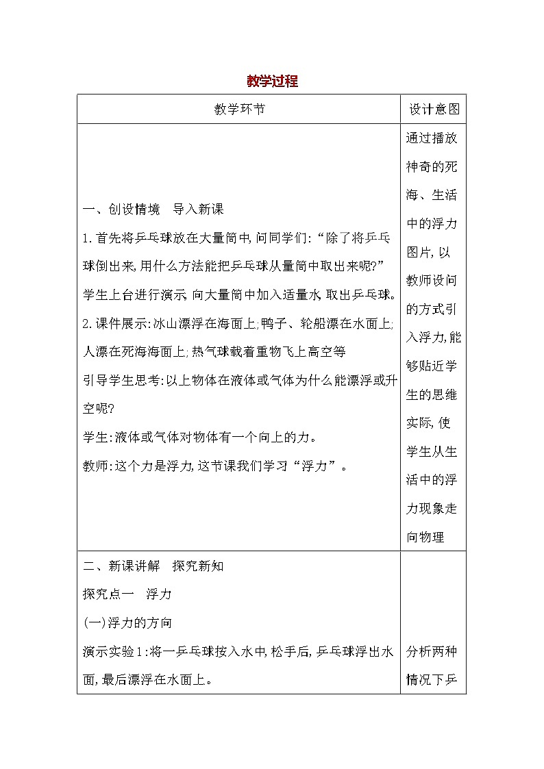 人教版（2024）八年级下册物理第十章《浮力》第一节 浮力 教案第2页
