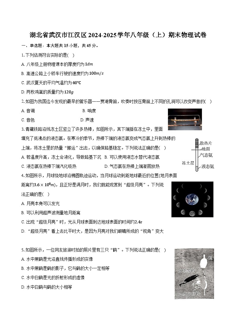 湖北省武汉市江汉区2024-2025学年八年级（上）期末物理试卷第1页