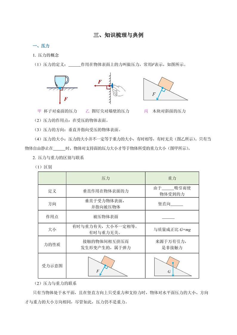专题09 压强（知识梳理+典例+练习）-2024物理中考一轮复习资料（学生版） 2024年中考物理一轮复习资料第2页