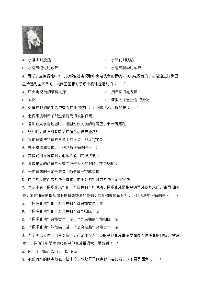 河北省石家庄市长安区2022-2023学年八年级（上）物理期末模拟试测试（含答案及解析）第2页