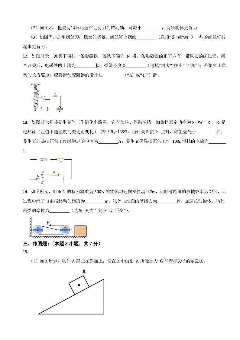 广东省汕头市2025年物理初中学业水平考试模拟试题附答案第3页