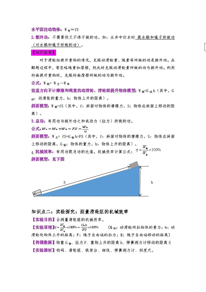 沪科版八年级物理下学期同步精品讲义课时10.5机械效率(原卷版+解析)第2页