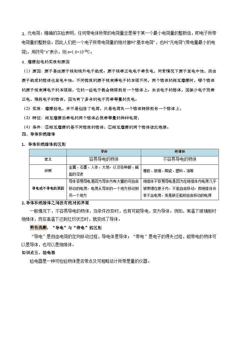 人教版2023年新九年级物理暑假精品练第07讲两种电荷(原卷版+解析)第3页