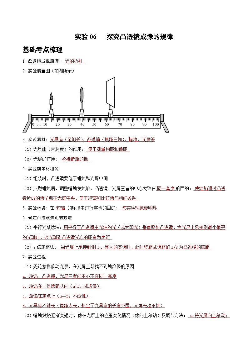 2025年中考物理实验题型突破之真题汇编实验06探究凸透镜成像的规律(原卷版+解析)第1页