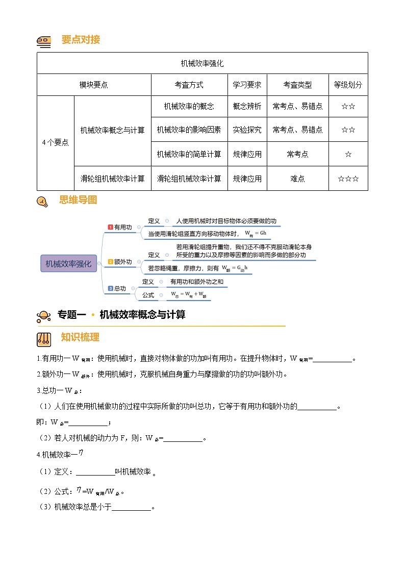 2024-2025学年八年级下册物理同步单元讲练测第十二章机械效率-讲核心(原卷版+解析)第1页