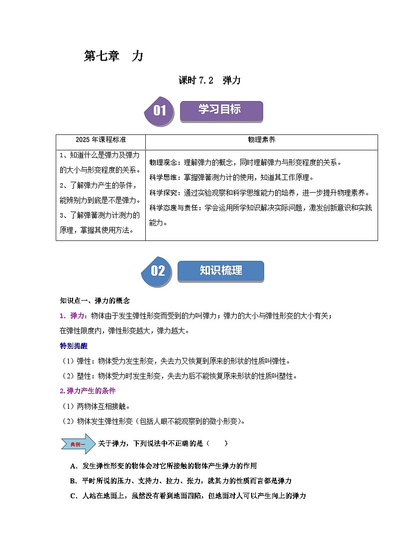 7.2  弹力-知识点梳理+练习第1页