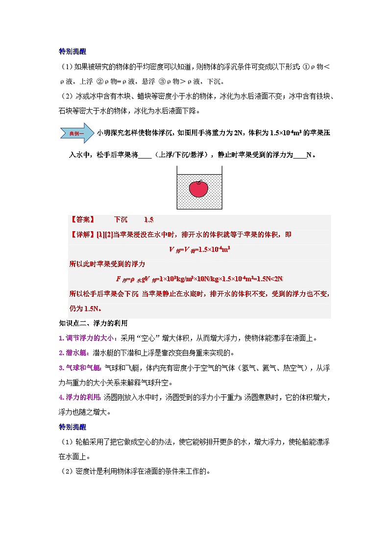10.3 物体的浮沉条件及应用-知识点梳理+练习（含答案解析）第2页