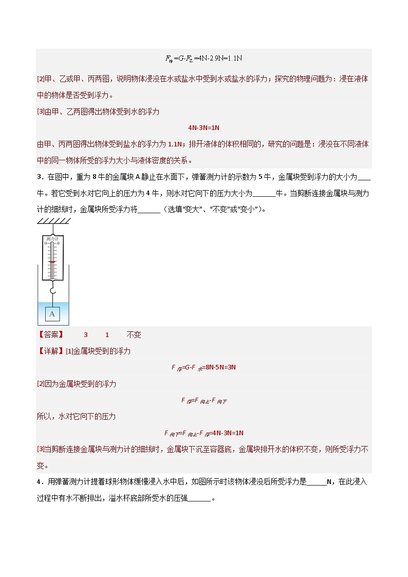 9.2  探究浮力大小与哪些因素有关（练习）（含答案解析）第2页