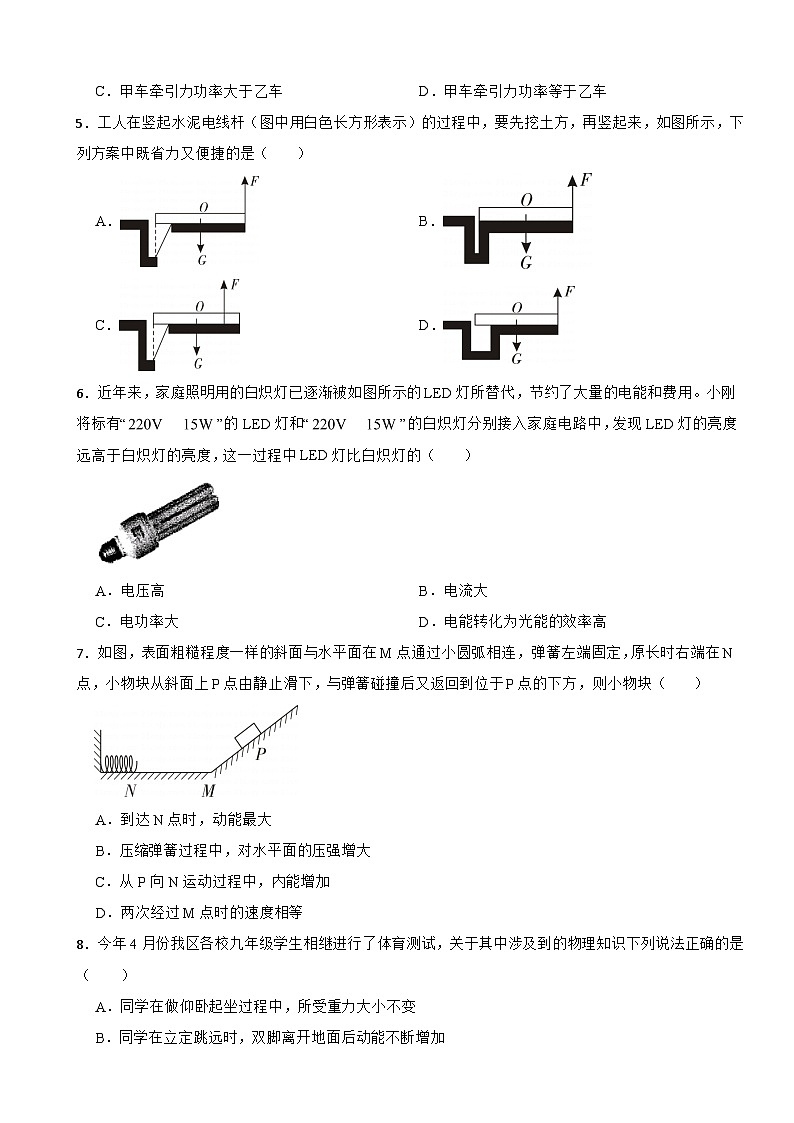 山东省济南市章丘区2025年中考物理二模试题含答案第2页