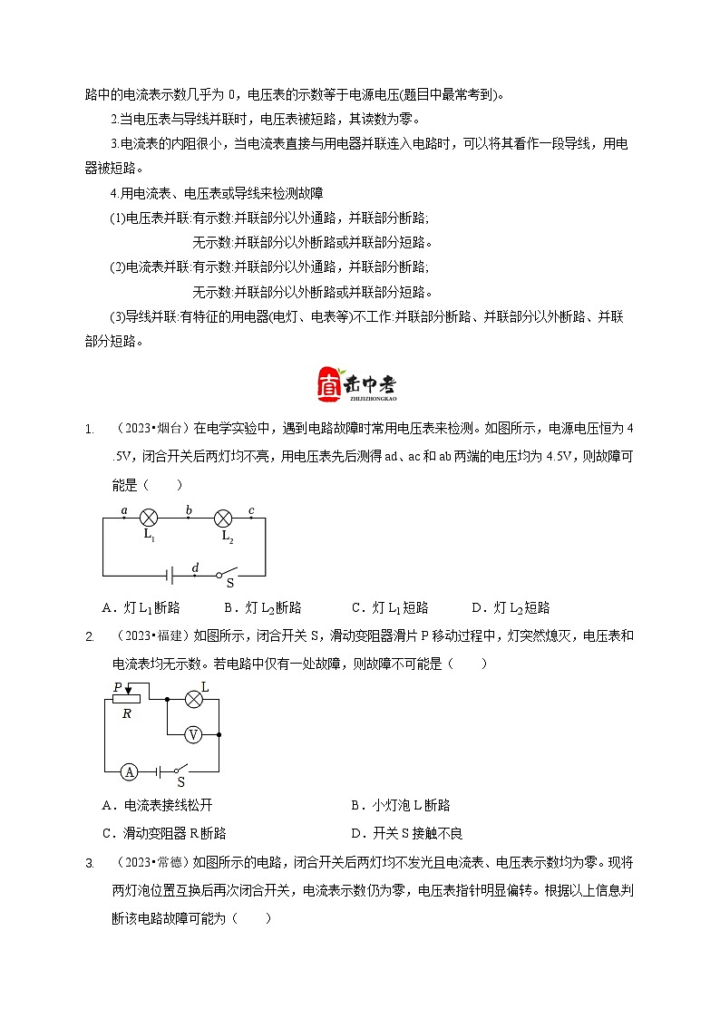 专题13 电路故障分析（原卷版）第2页