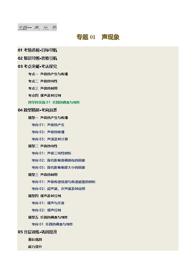 专题01 声现象（讲义）（解析版）第1页