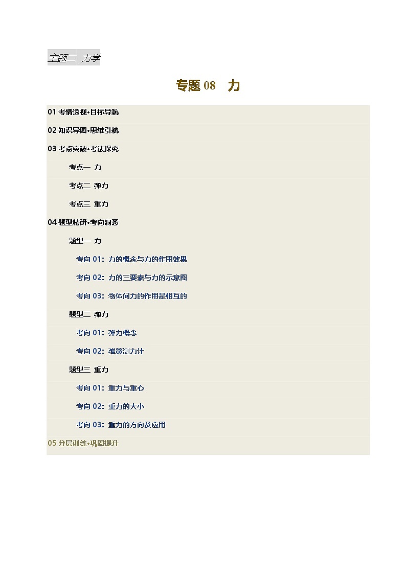 专题08 力（讲义）（解析版）第1页