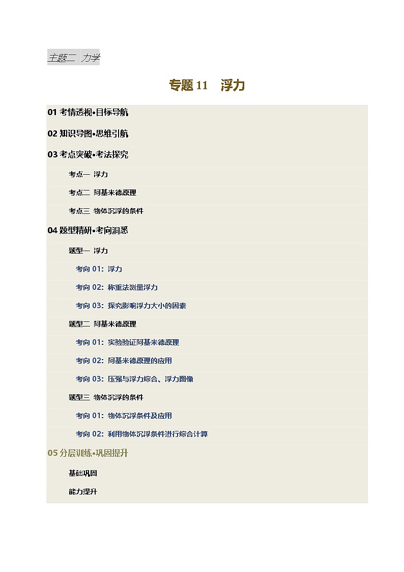 专题11 浮力（讲义）（原卷版）第1页