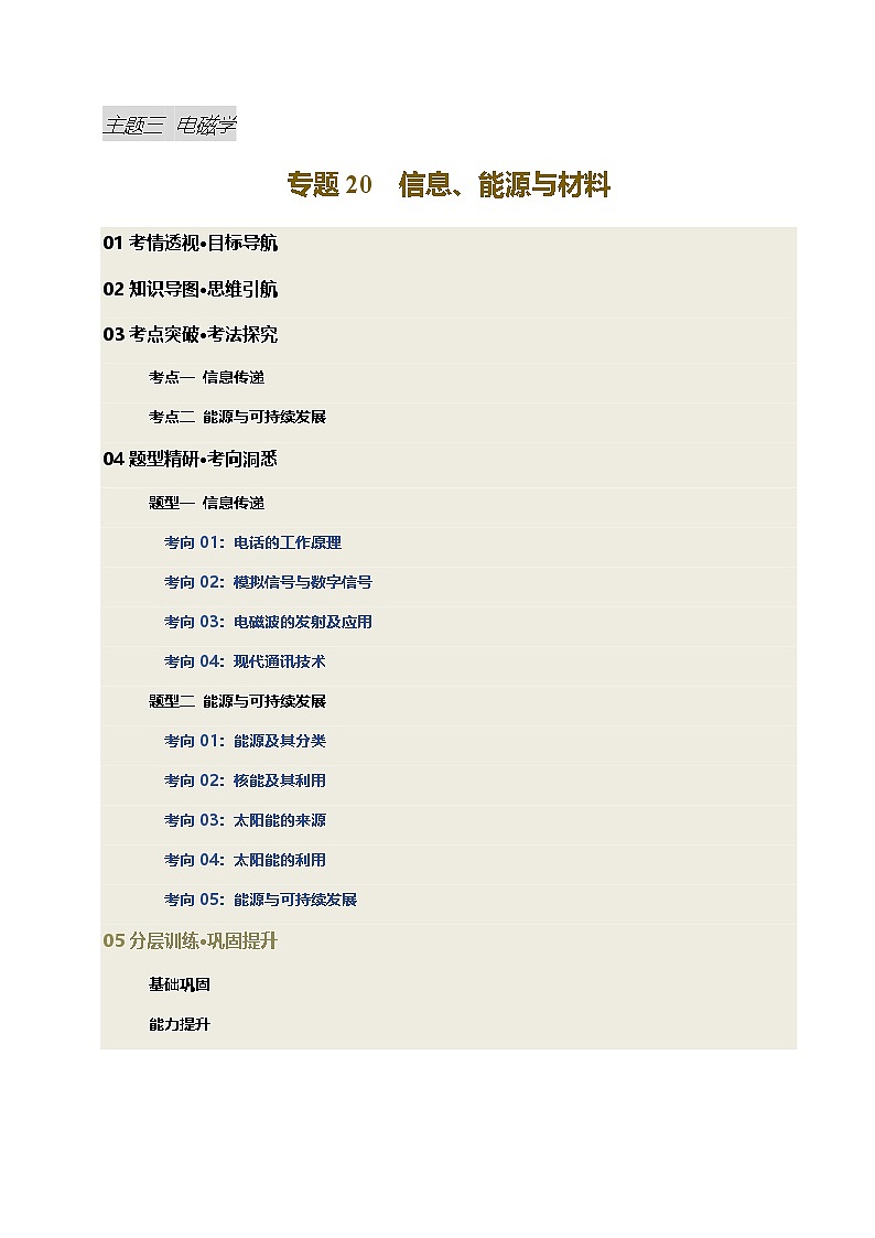 专题20 信息、能源与材料（讲义）（原卷版）第1页