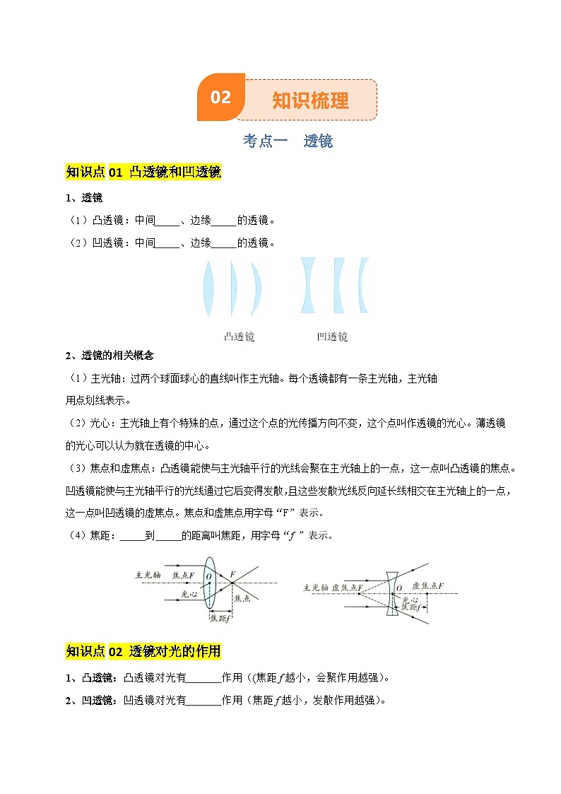 专题03 透镜及其应用（4大模块知识清单+4个易混易错+3种方法技巧+典例真题精析）（原卷版）第3页