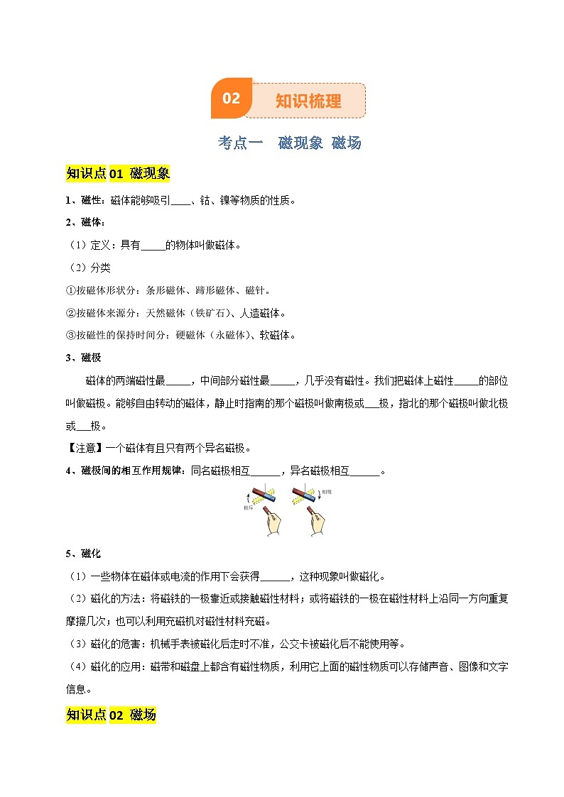 专题18 电与磁（5大模块知识清单+5个易混易错+5种方法技巧+典例真题精析）（原卷版）第3页