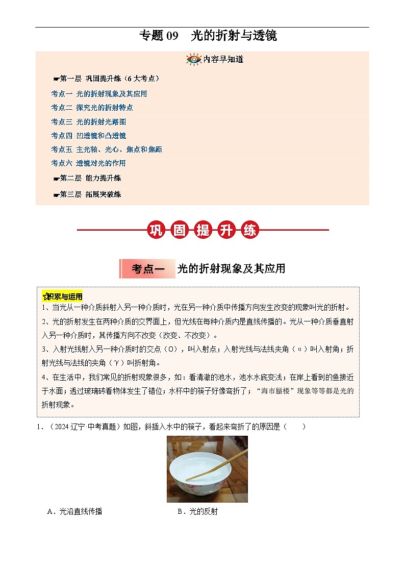 专题09 光的折射与透镜(解析版)第1页