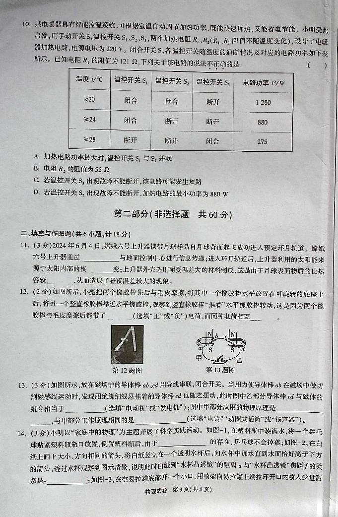 2025年陕西省初中学业水平考试物理第3页