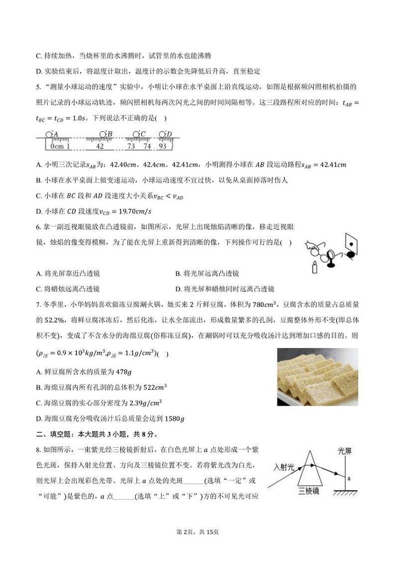 2024～2025学年广东省深圳高级中学八年级(上)期末物理试卷(有解析)第2页