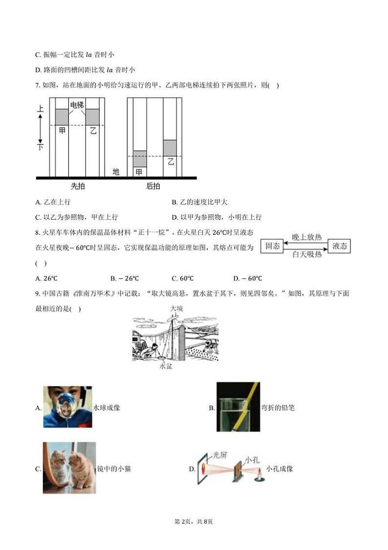 2024～2025学年广东省广州市天河区八年级(上)期末物理试卷(含答案)第2页